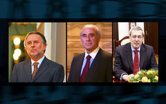 Figuras de relieve del ámbito político y diplomático chileno; de izq. a der: Mariano Fernández Amunátegui, Sergio Bitar y Alberto Van Kleveren