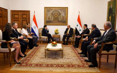 El Embajador de Siria, Dr. Sami Salameh junto a los cónsules, fue recibido por el Ministro de Relaciones Exteriores del Paraguay, Dr. Euclides Acevedo | Abril 28, 2022 (Foto: Cancillería del Paraguay)