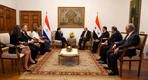 El Embajador de Siria, Dr. Sami Salameh junto a los cónsules, fue recibido por el Ministro de Relaciones Exteriores del Paraguay, Dr. Euclides Acevedo | Abril 28, 2022 (Foto: Cancillería del Paraguay)