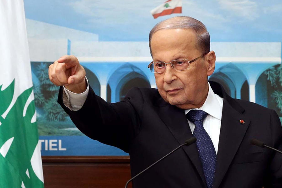 El presidente libanés Michel Aoun, durante una ronda de prensa en el Palacio Baabda, el lunes 21 de septiembre de 2020. Foto: AFP.