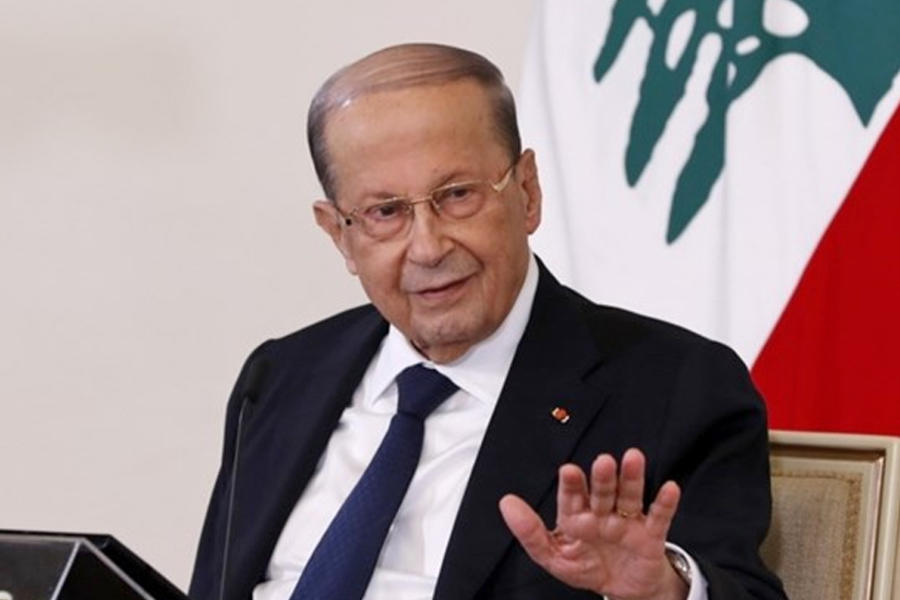 El presidente Michel Aoun habla en el Palacio Presidencial en Baabda, el 21 de octubre de 2020. (Foto: AFP).