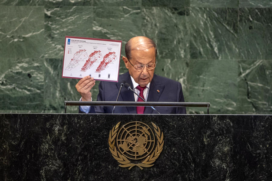 Discurso del Presidente Michel Aoun ante la Asamblea General de la ONU | Septiembre 26, 2018 (Foto ONU / Cia Pak)