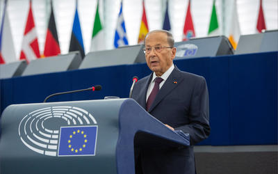 El presidente libanés Michel Aoun se dirigió a los eurodiputados en Estrasburgo este martes (Foto Unión Europea - EP 2018) El presidente libanés Michel Aoun se dirigió a los eurodiputados en Estrasburgo este martes (Foto Unión Europea - EP 2018)