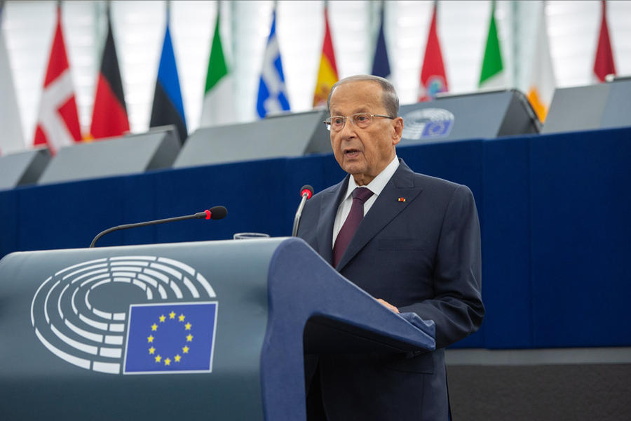 El presidente libanés Michel Aoun se dirigió a los eurodiputados en Estrasburgo este martes (Foto Unión Europea - EP 2018)