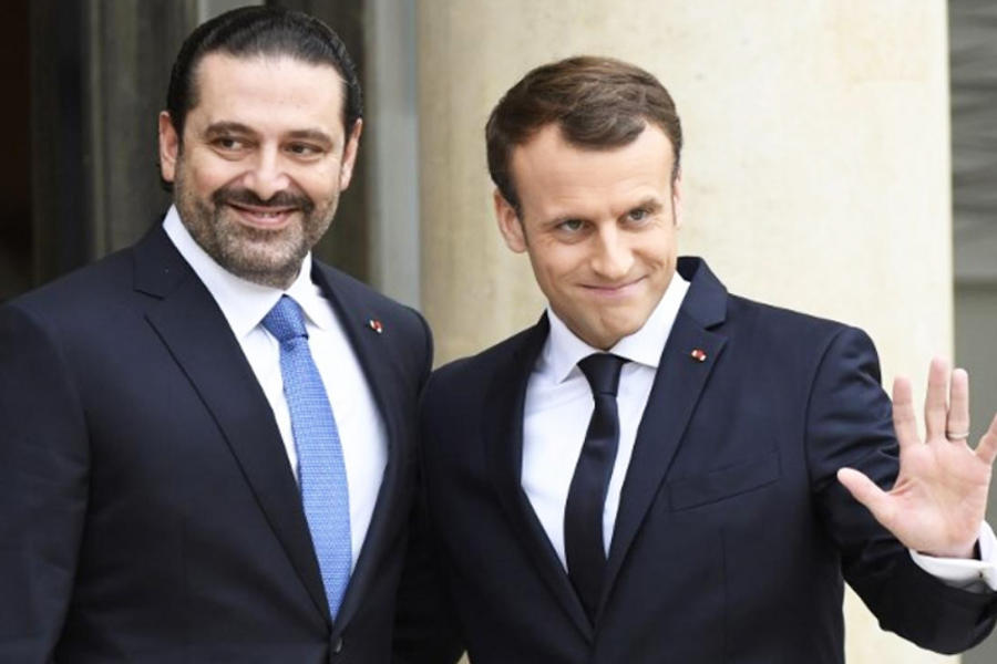 El presidente francés Emmanuel Macron recibe al primer ministro libanés Saad Hariri en el Palacio Presidencial del Elíseo el 18 de noviembre. Foto: AFP.