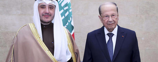 Sheikh Ahmad se reunió con el presidente del Líbano, Aoun. Foto: NNA.