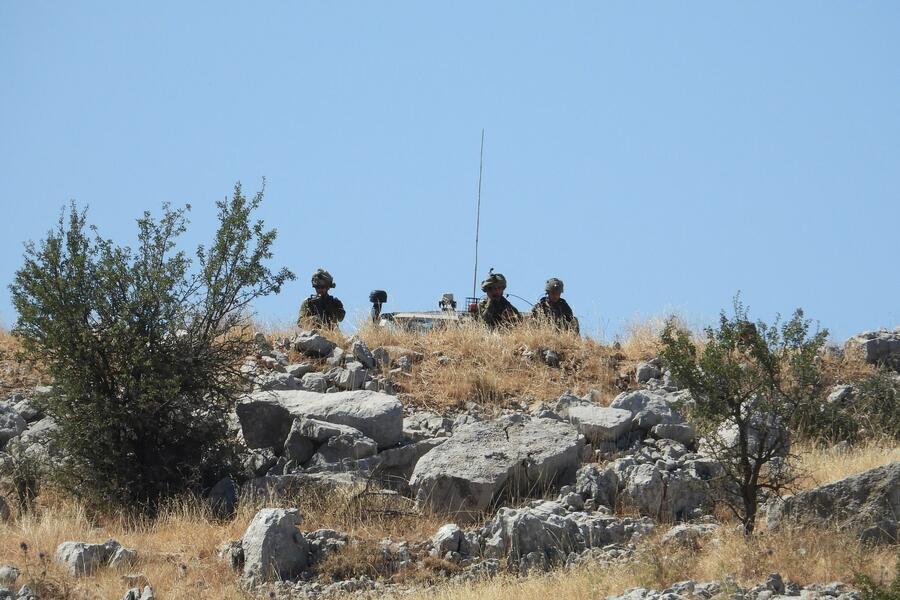 Fuerzas de la ocupación en las cercanías de Kfar Chouba, Líbano, 20 de julio de 2023. Foto: AFP.