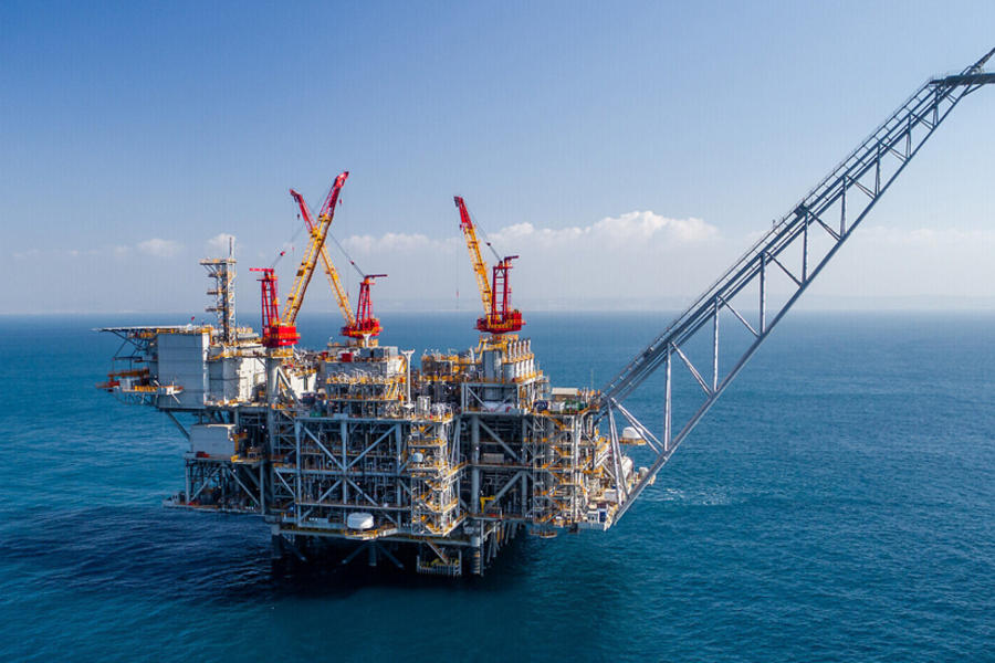 Plataforma de gas israelí en mar. Foto: Fuente desconocida.