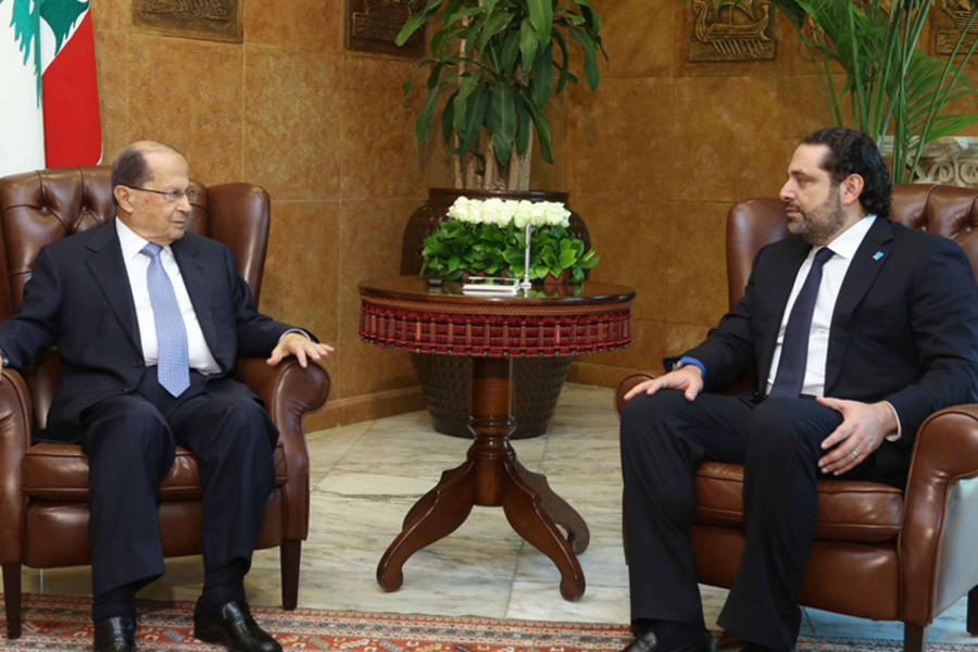 Presidente libanés, Michel Aoun (I), y el primer ministro designado, Saad Hariri (D). Foto: NNA.