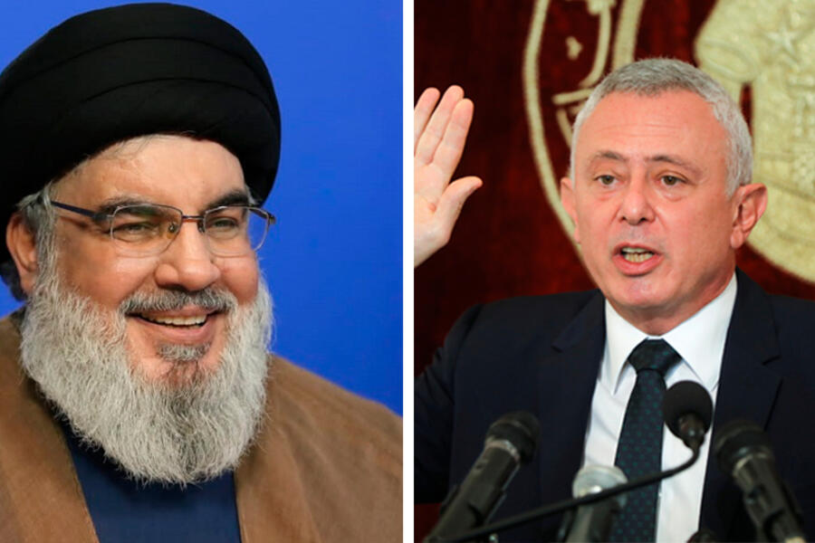 A la izquierda, el secretario general de Hezbollah, Hassan Nasrallah; a la derecha, el candidato presidencial libanés, Sleiman Frangieh. Foto: DSL.