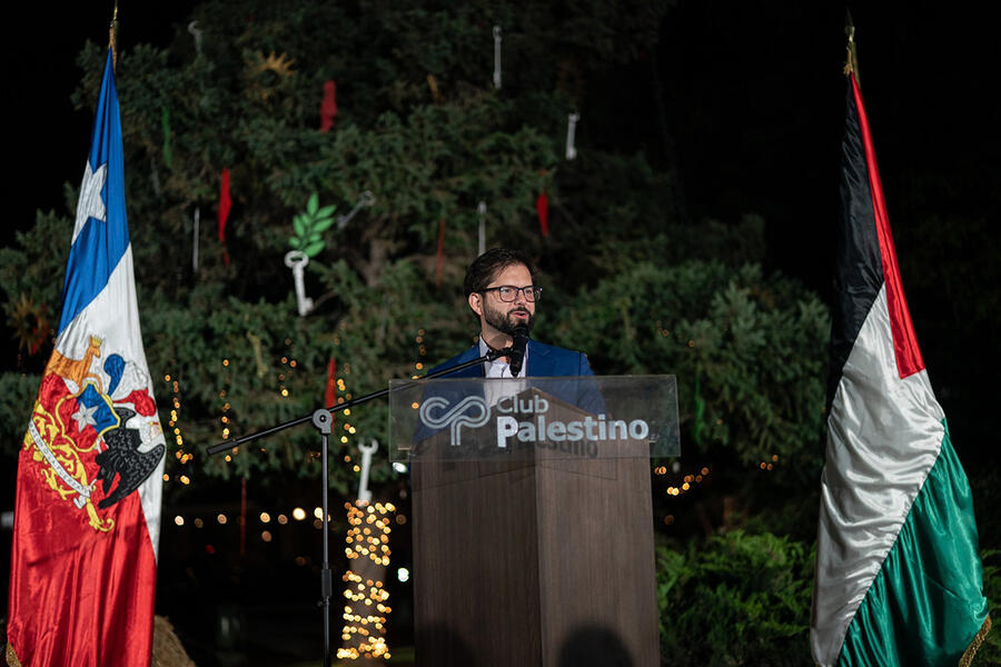 Presidente de Chile, Gabriel Boric Font, brinda su mensaje durante evento navideño en el Club Palestino | Santiago, Diciembre 21, 2022 (Foto: Presidencia Chile)
