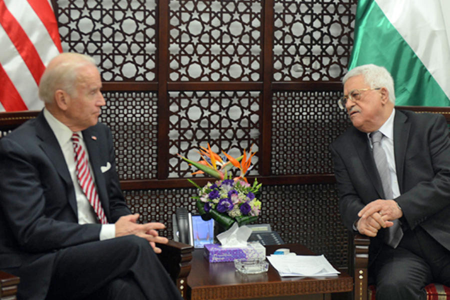 Reunión en Ramallah entre Joe Biden y el presidente de la Autoridad Palestina, Mahmoud Abbas, en 2017. 
