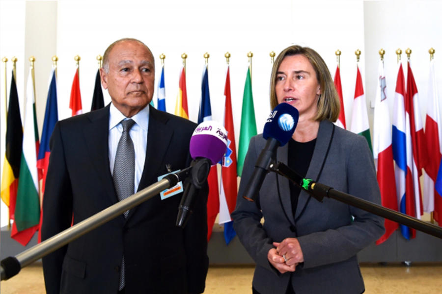 Ahmed Aboul-Gheit, Secretario General de la Liga Árabe junto a Federica Mogherini, Alta Representante en Relaciones Exteriores y Seguridad de la UE. (Imágen: Europa.eu)