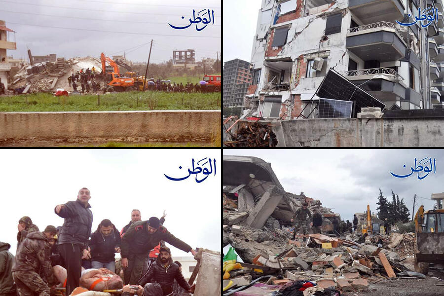 Tareas de rescate y remoción tras los daños provocados por el terremoto en el noroeste de Siria (Fotos: al Watan)