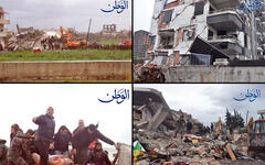 Tareas de rescate y remoción tras los daños provocados por el terremoto en el noroeste de Siria (Fotos: al Watan)