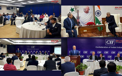 Visita oficial del ministro de Relaciones Exteriores y Expatriados de Siria, Faisal Mikdad, a la India. Reunión con el vicepresidente y con la Federación de Cámaras de Industria de la India (Fotos: SANA) Visita oficial del ministro de Relaciones Exteriores y Expatriados de Siria, Faisal Mikdad, a la India. Reunión con el vicepresidente y con la Federación de Cámaras de Industria de la India (Fotos: SANA)