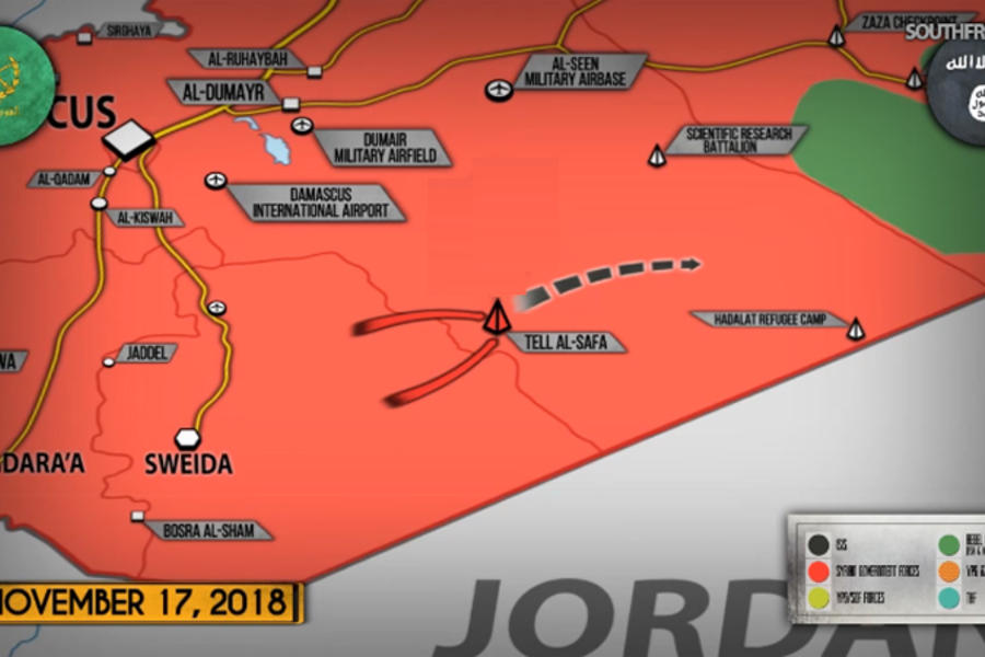 Frente Sur, provincia de Sweida: liberación de al-Safa - Noviembre 19, 2018 (Mapa SouthFront)