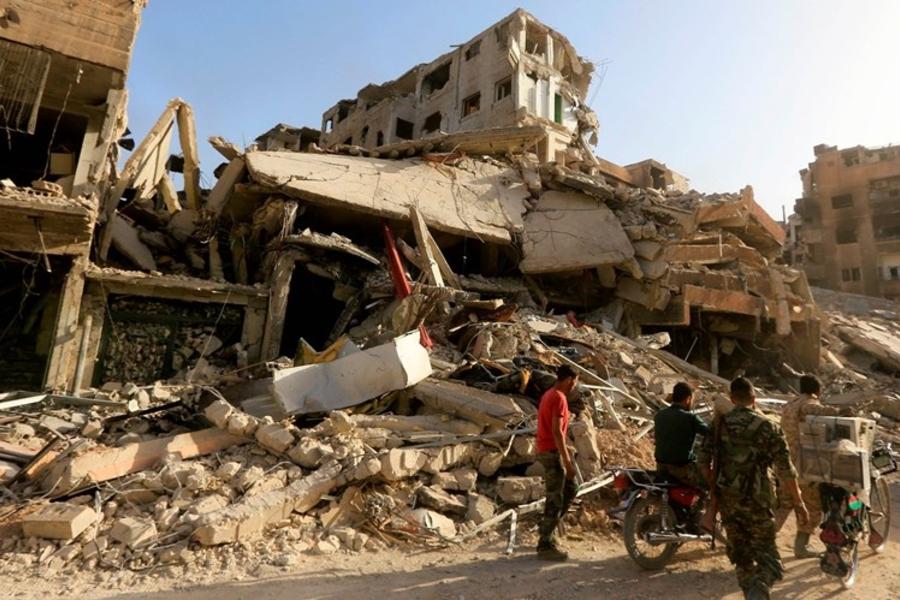 Campamento de Yarmouk al sur de Damasco: viviendas en ruinas como resultado de la acción y presencia terrorista (Foto: archivo agencias)