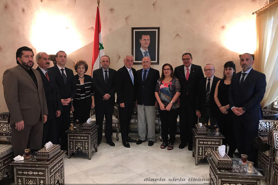 Delegación argentina recibida por el Presidente del Parlamento, Najdat Ismael Anzour, junto a cinco diputados sirios (Damasco | Septiembre 20, 2017).