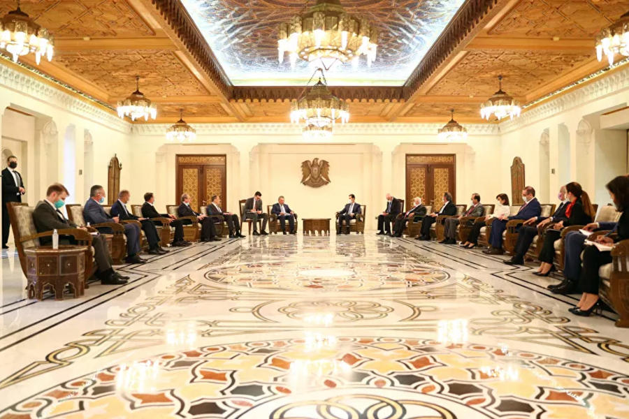 El presidente Bashar Al Asad recibe a la delegación gubernamental rusa | Damasco. Septiembre 7, 2020 (Foto: Sputnik)