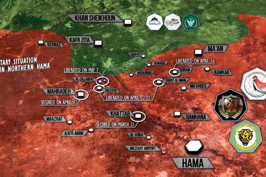 Norte de la Provincia de Hama tras proceso de liberación culminado en mayo 2017 - (Mapa SouthFront).