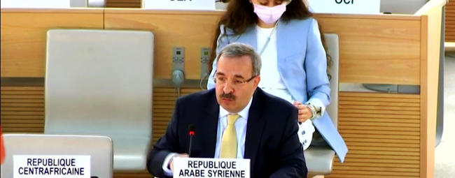 Representante Permanente de la República Árabe Siria ante la ONU en su oficina de Ginebra, Dr. Hussam al-Din Ala (Foto: Misión Siria en Ginebra)