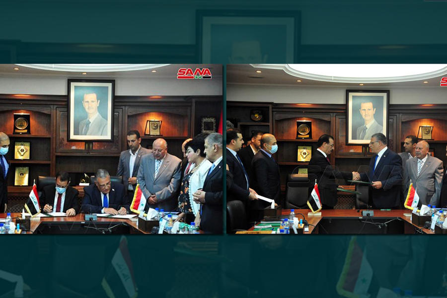 Firma del memorando bilateral en materia agrícola por parte de los ministros de Siria e Irak  |  Damasco. Junio 17, 2021 (Fotos: SANA)