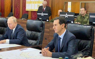 Presidentes Asad y Putin escuchan reporte militar en el Centro de Comando de las fuerzas rusas | Damasco, Enero 7, 2020 Presidentes Asad y Putin escuchan reporte militar en el Centro de Comando de las fuerzas rusas | Damasco, Enero 7, 2020