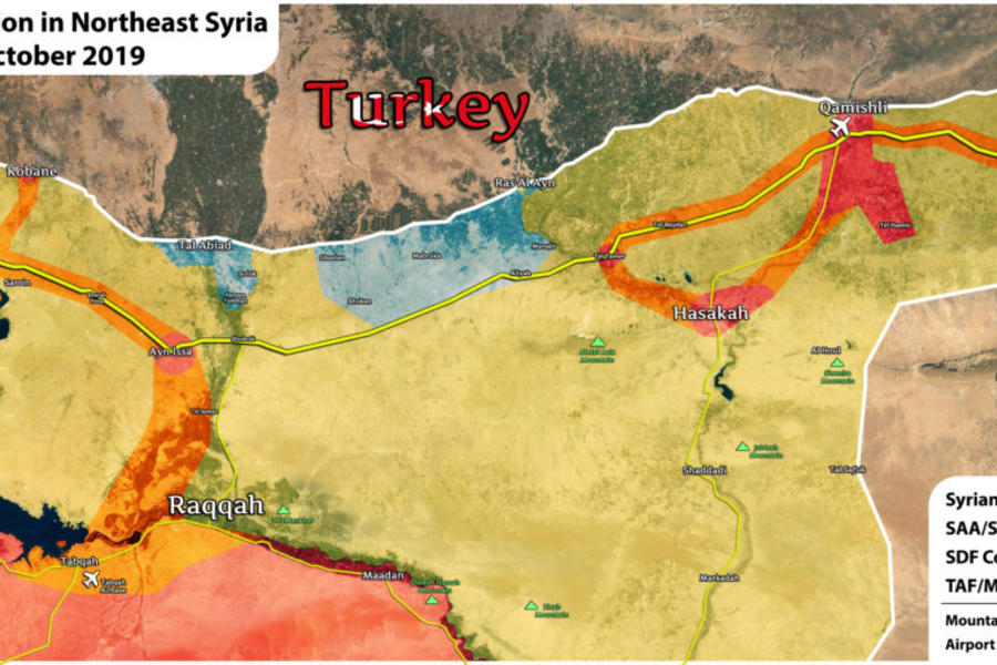 Situación militar en el noreste de Siria | Octubre 18, 2019 (Mapa AMN) 