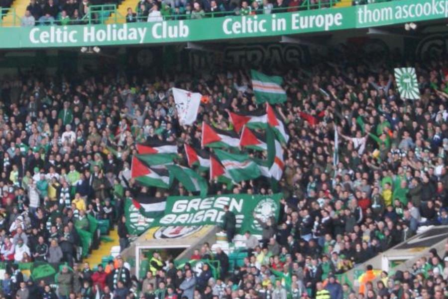 Celtic muestra banderas en apoyo a huelguistas (2012)
