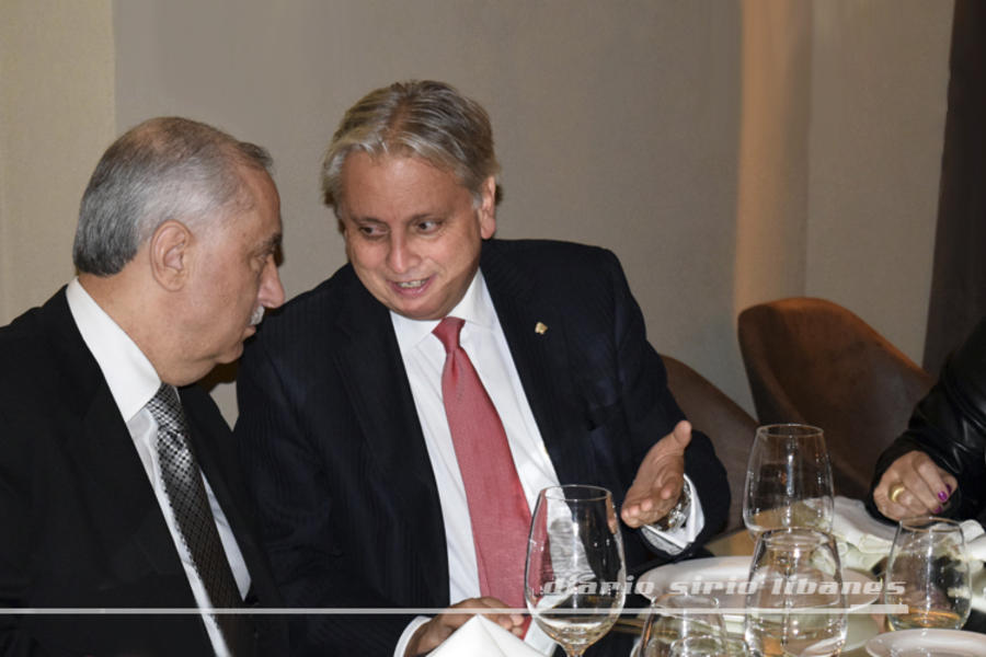 Cena en la sede Recoleta del CSLBA: Sres. Embajadores, Antonio Andary (República del Líbano) y Hamzeh Dawalibi (República Árabe Siria).