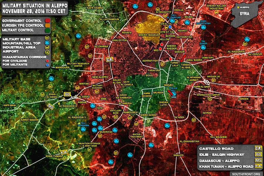 Norte de Alepo liberado (Nov. 28, 2016) - (Mapa SouthFront).