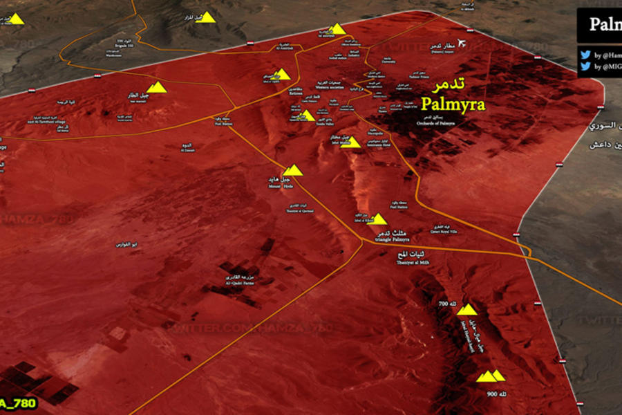 Palmira bajo control leal / Marzo 2, 2017 (Mapa @Hamza_780).