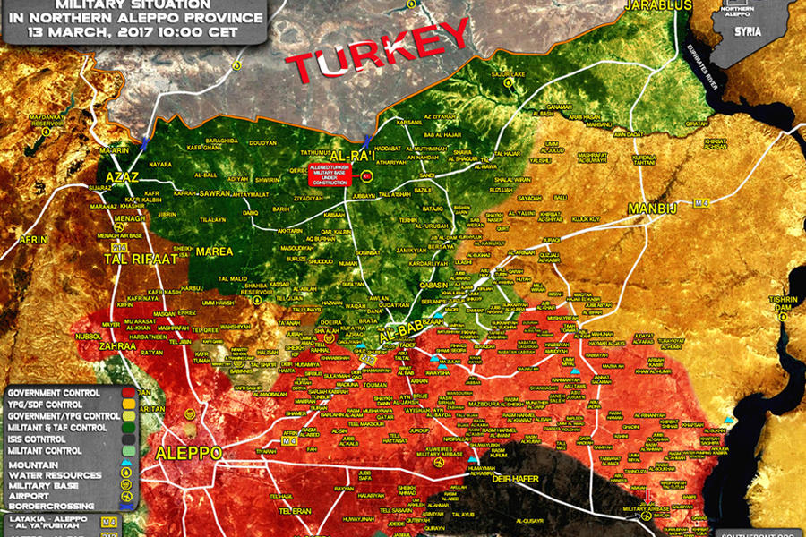 Frente norte Prov. de Alepo, Marzo 13, 2017 - (Mapa SouthFront).