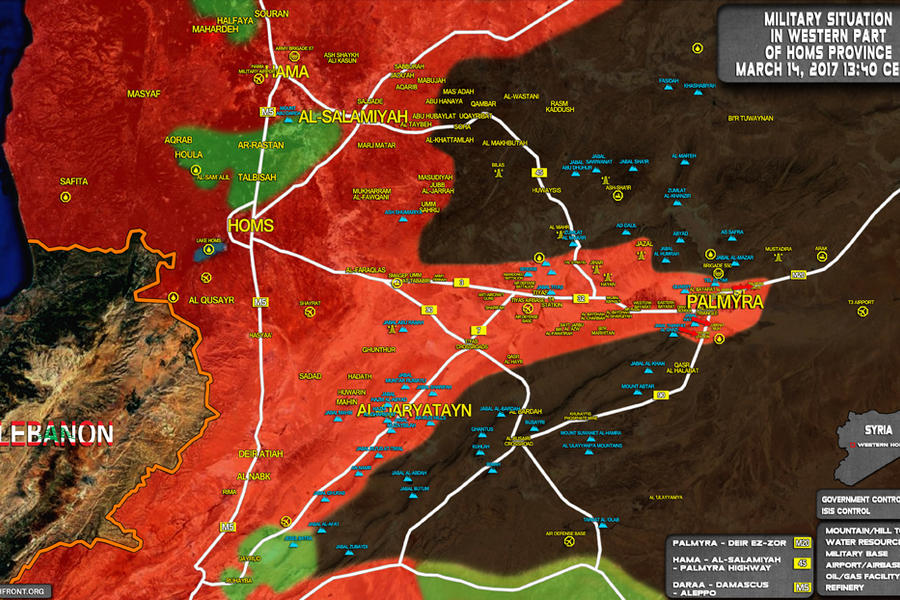 Frente de Palmira (Prov. de Homs), Marzo 14, 2017 - (Mapa SouthFront).