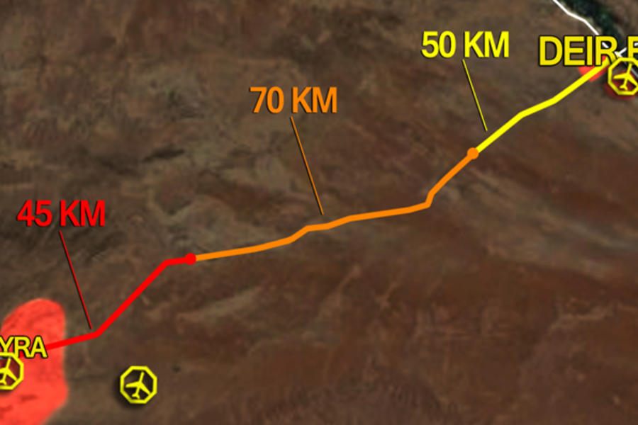 Planificado operativo militar conjunto sirio-ruso de recuperación de Deir Ezzor en 3 etapas, desde Palmira - (Mapa SouthFront).
