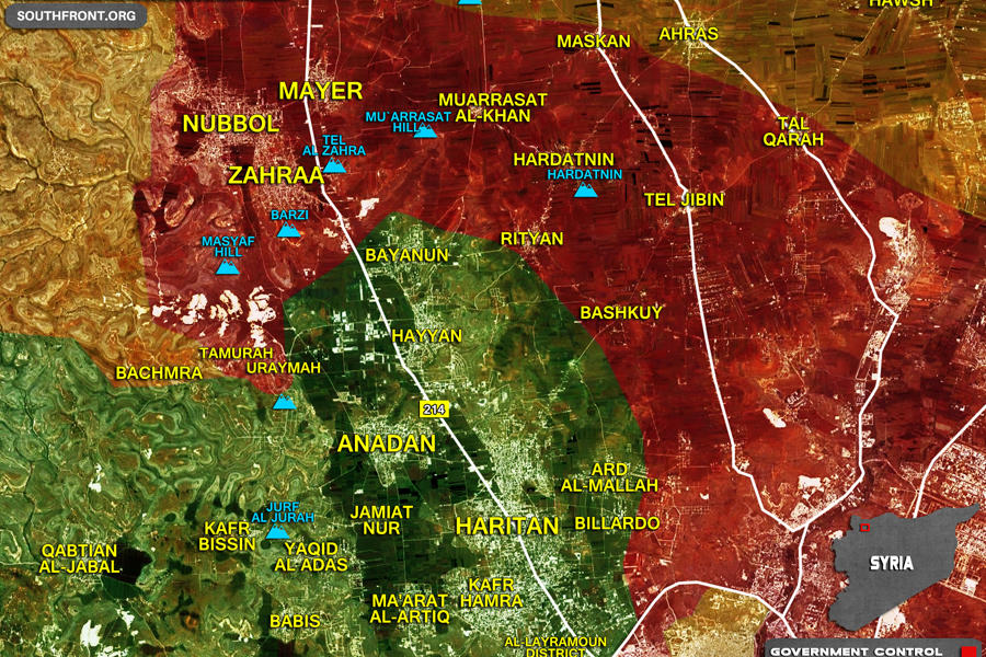 Frente noroeste (Prov. de Alepo), Abril 12, 2017 - (Mapa SouthFront).