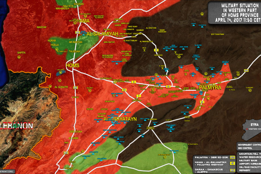 Frente de Palmira (Prov. de Homs), Abril 14, 2017 - (Mapa SouthFront).