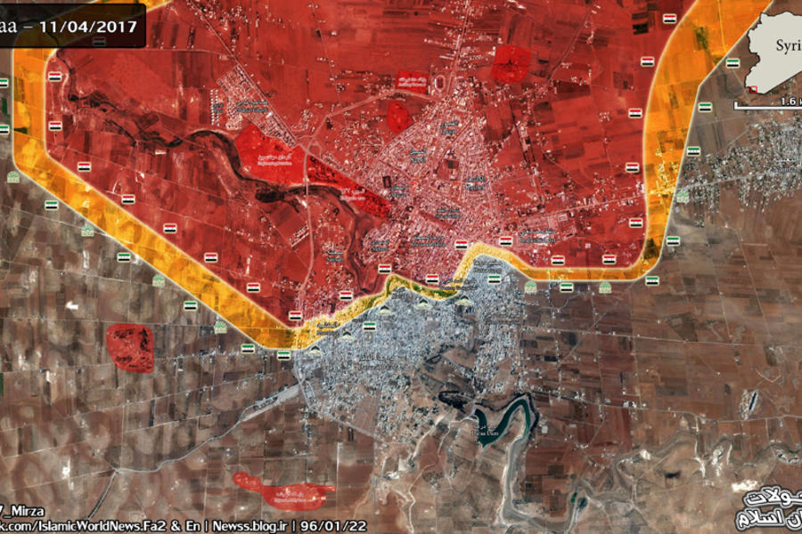 Ciudad de Deraa, (Prov. de Deraa), Abril 11,2017 - (Mapa @A7_Mirza).