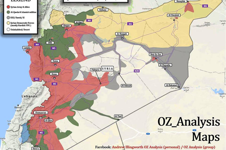 Situación bélica en Siria, Abril 26, 2017 - (Mapa Oz_Analysis).