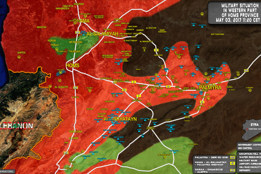 Frente de Palmira (Prov. de Homs), Mayo 03, 2017 - (Mapa SouthFront).