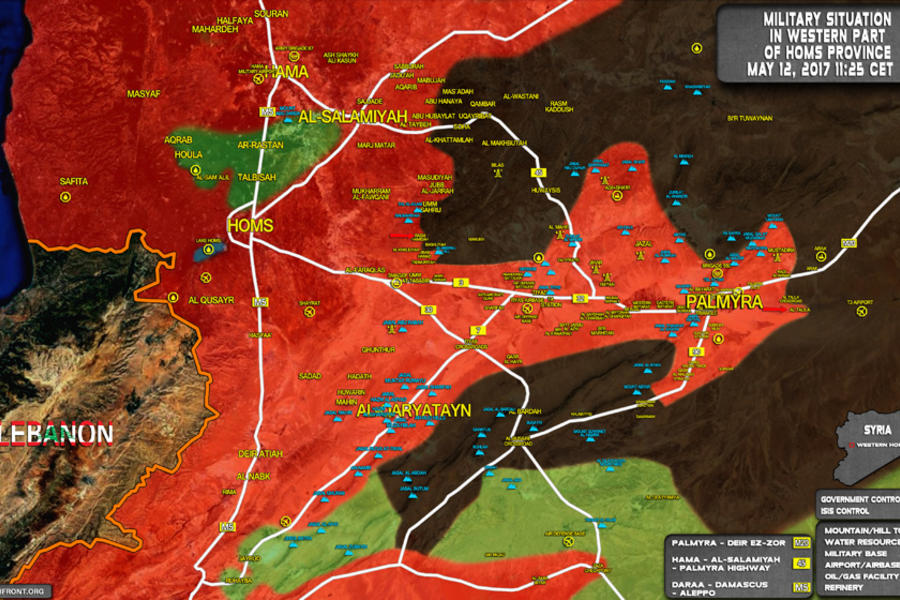 Frente de Palmira y el sureste de Homs (Prov. de Homs), Mayo 12, 2017 - (Mapa SouthFront).