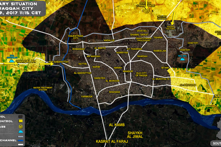 Ciudad de Raqqa (Prov. de Raqqa) Junio 9, 2017 - Avance de kurdos SDF sobre DAESH – (Mapa SouthFront).