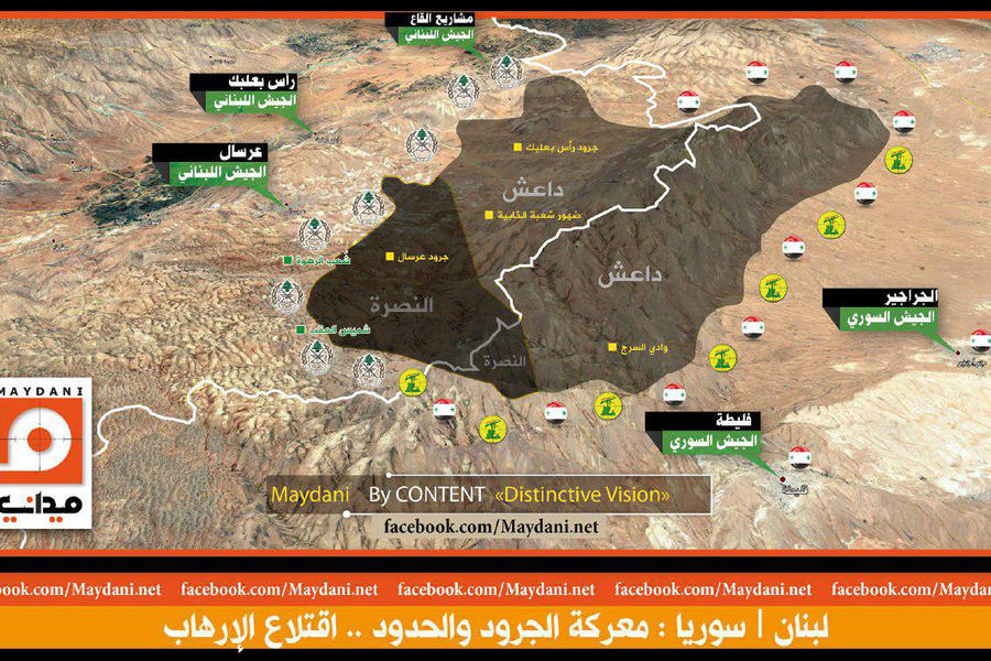 Prov. de Damasco (Oeste del Qalamoun) / Julio 21, 2017 – Avance leal contra DAESH y Al Nusra – (Mapa Maydani).