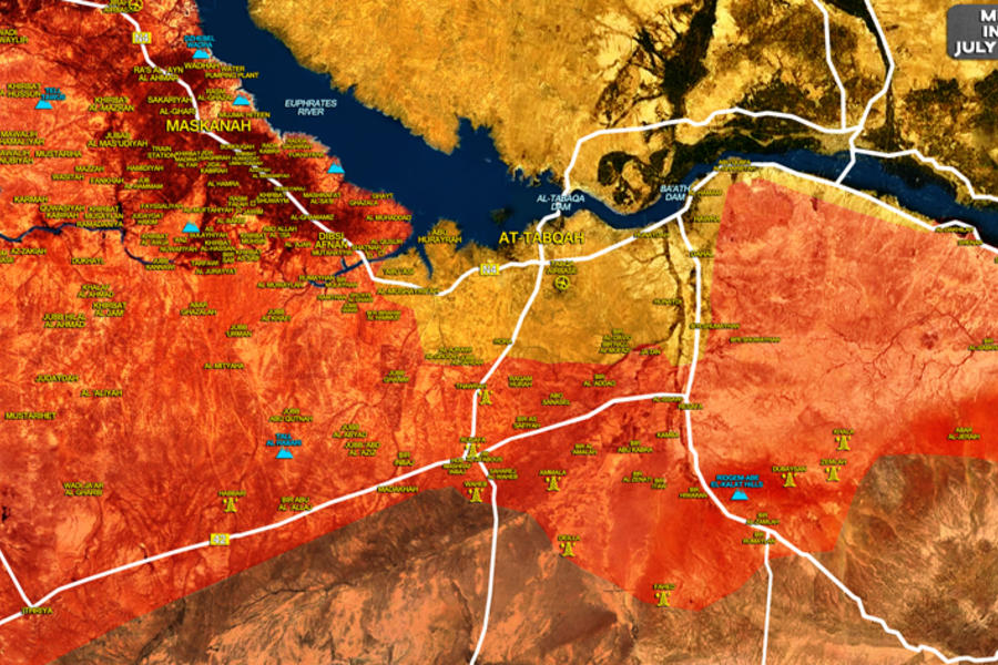 Prov. de Raqqa / Julio 28, 2017 – Avance leal sobre DAESH entre Resafa y el Éufrates (Mapa SouthFront).