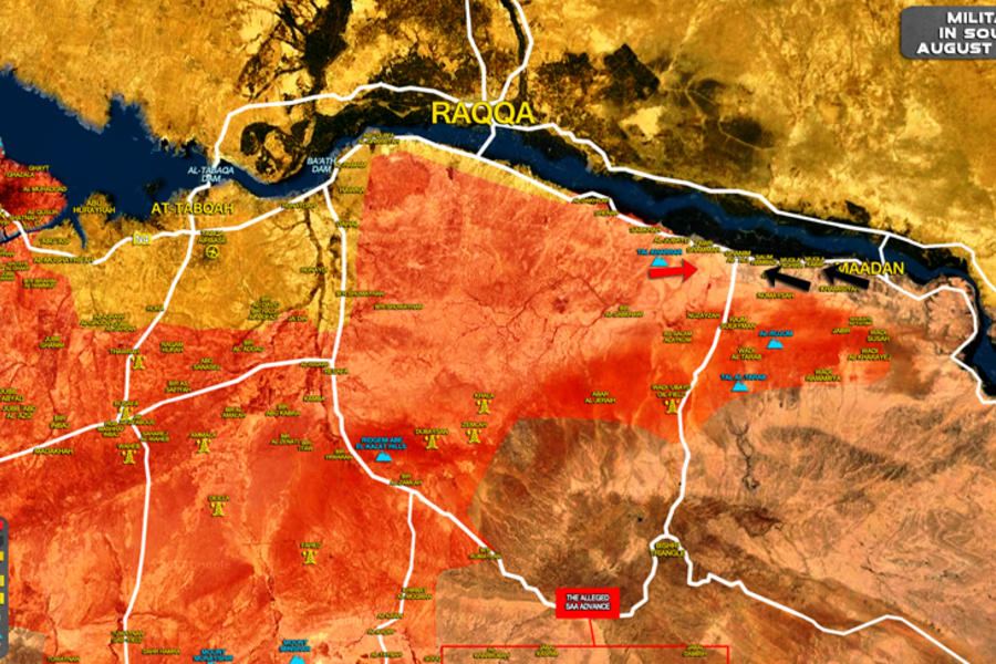 Prov. de Raqqa / Agosto 24, 2017 – Contraataque de DAESH en la zona entre Resafa y el Éufrates (Mapa SouthFront).