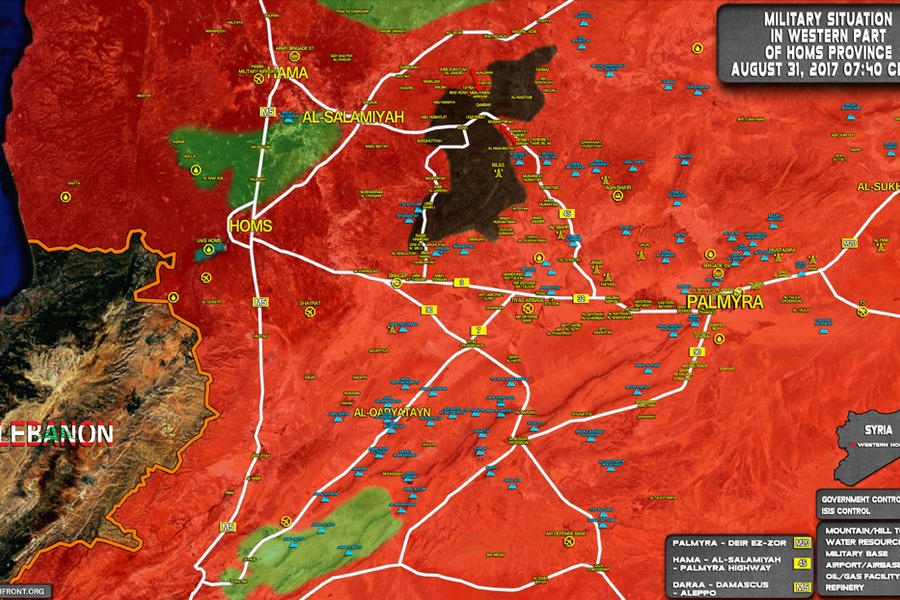 Prov. de Homs y este de Prov. de Hama / Agosto 31, 2017 – EAS cierra cerco en el cantón de Uqayrabat - (Mapa SouthFront).