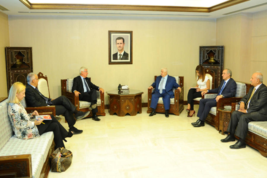 Delegación italiana recibida por el Ministro sirio de Rel. Exteriores, Walid Al Moallem (Damasco / Septiembre 17,2017). 