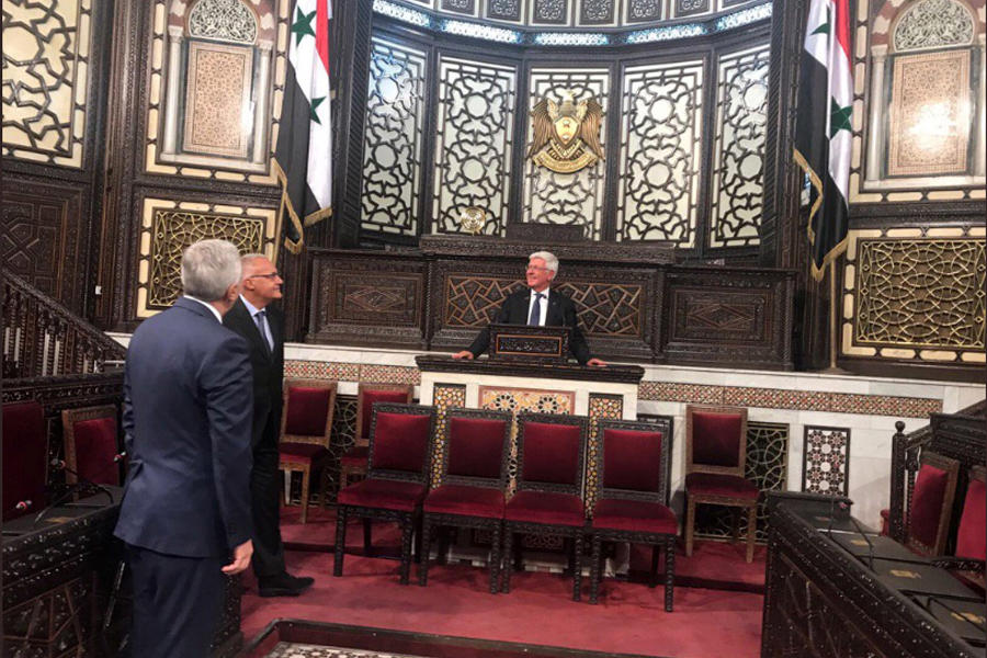 Delegación italiana visita congreso sirio | Damasco / Septiembre 15,2017 (Imagen @_paolo_romani_).