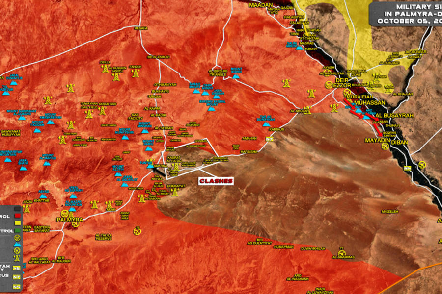 Prov. de Homs / Deir Ezzor | Octubre 5, 2017 – Situación en la ruta Palmira-Deir Ezzor (Mapa SouthFront).